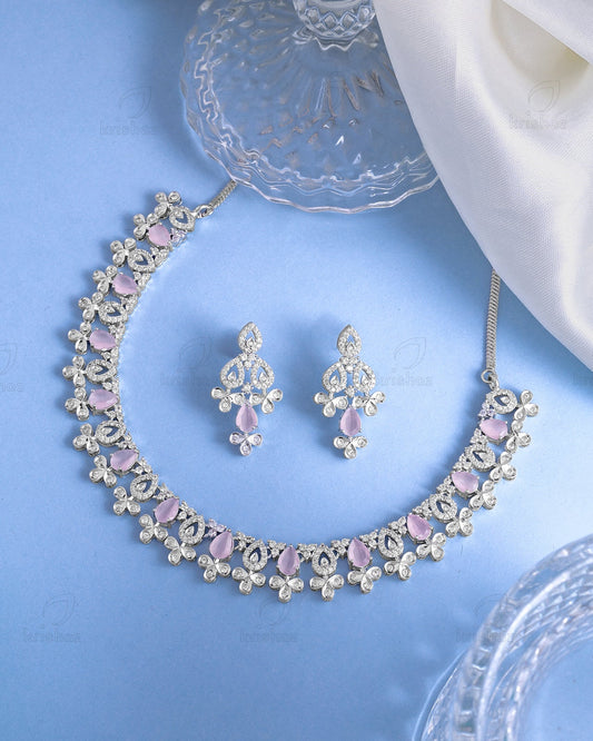Zoe Rhodium Plated Cz Necklace