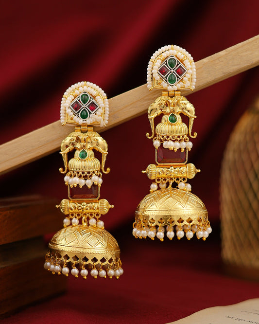 Parikha Gold Jhumki Earrings