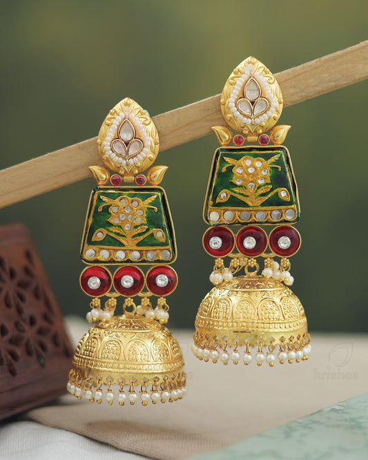 Pramila Gloden Jhumki Earrings
