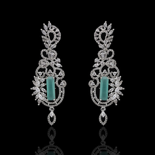 Aurora Rhodium Plated Cz Dangler - CZE